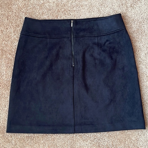 LOFT Navy Faux Suede Skirt - Picture 5 of 8
